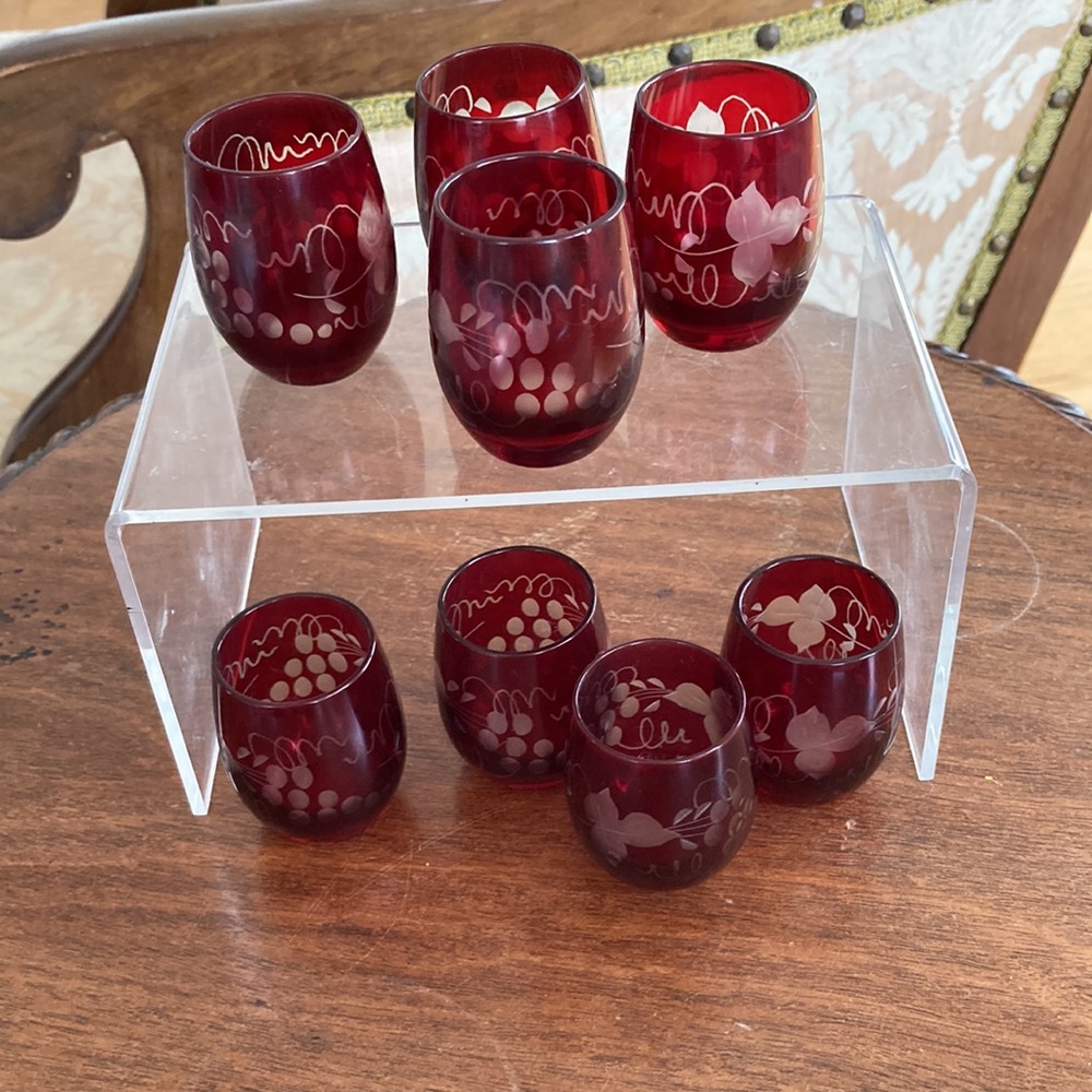 Set of Vintage Etched Glasses